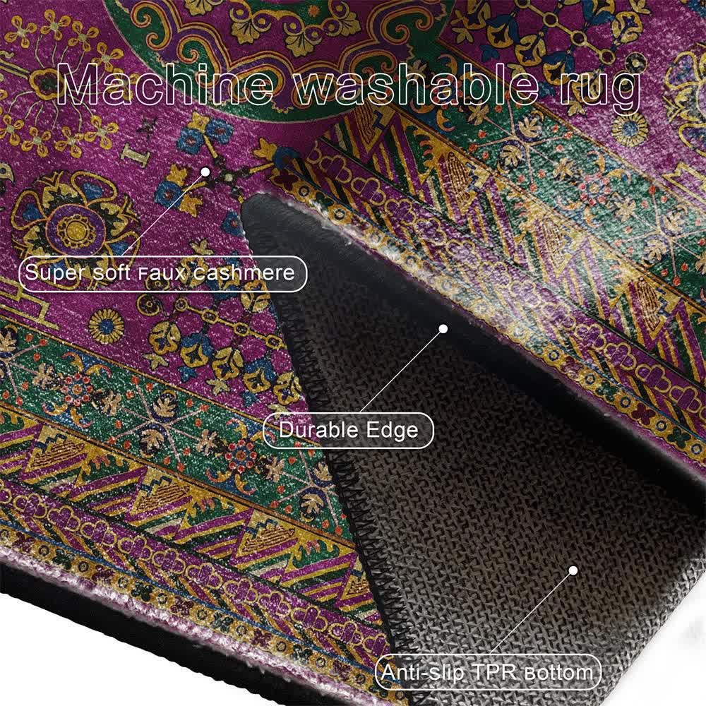 Rutschfester Teppich im Retro-Stil mit geometrischem Muster