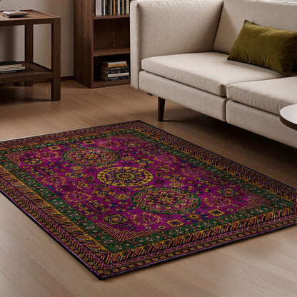 Rutschfester Teppich im Retro-Stil mit geometrischem Muster