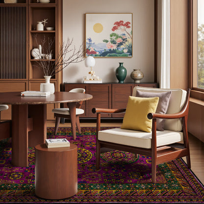 Rutschfester Teppich im Retro-Stil mit geometrischem Muster