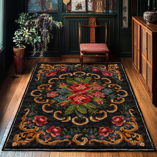 Teppich für drinnen und draußen im Vintage-Stil mit Rosenmotiv