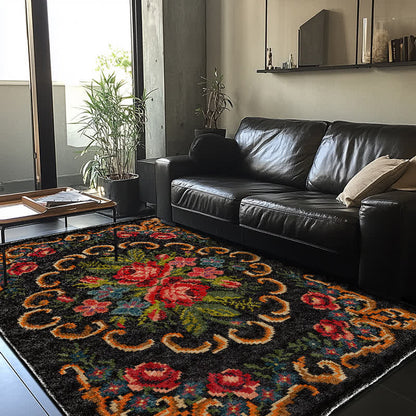 Teppich für drinnen und draußen im Vintage-Stil mit Rosenmotiv
