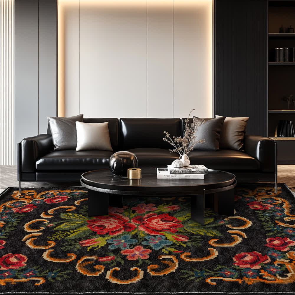 Teppich für drinnen und draußen im Vintage-Stil mit Rosenmotiv