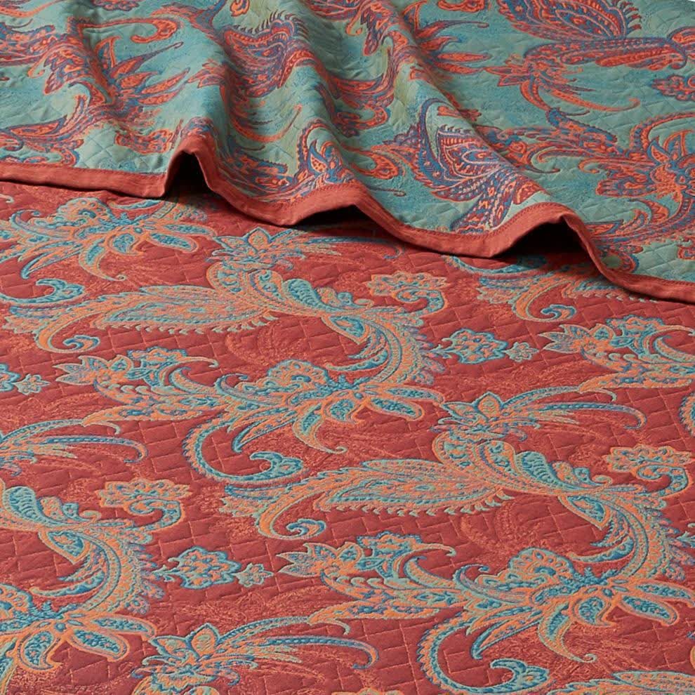 Vintage-Steppdecke aus garngefärbter Baumwolle mit Paisley-Muster