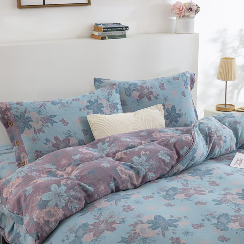 Lily Baumwollgaze-Jacquard-Bettwäscheset (4-teilig)
