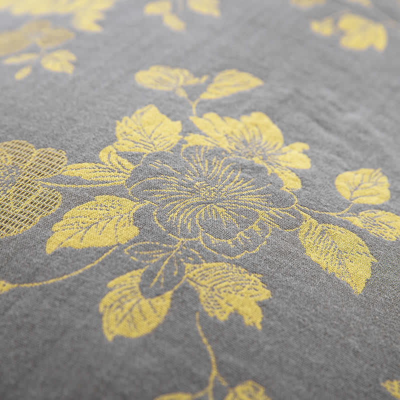 Rustikales Jacquard-Bettwäscheset aus Baumwollgaze mit Blumenmuster (4-teilig) - image 8