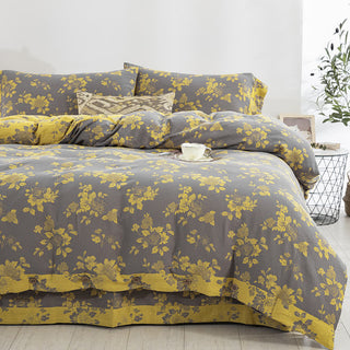 Rustikales Jacquard-Bettwäscheset aus Baumwollgaze mit Blumenmuster (4-teilig) - 200cm x 240cm - image 0