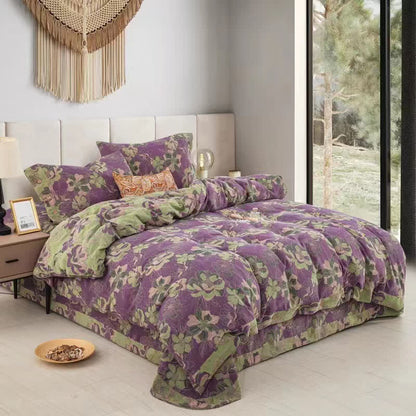 Wendebettwäscheset aus Baumwollgaze-Jacquard mit Blumenmuster (4-teilig)