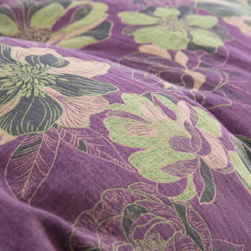 Wendebettwäscheset aus Baumwollgaze-Jacquard mit Blumenmuster (4-teilig)