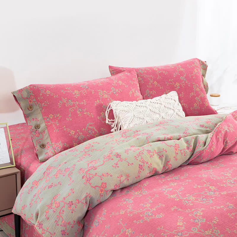 Wintersweet Baumwollgaze-Jacquard-Bettwäscheset (4-teilig)