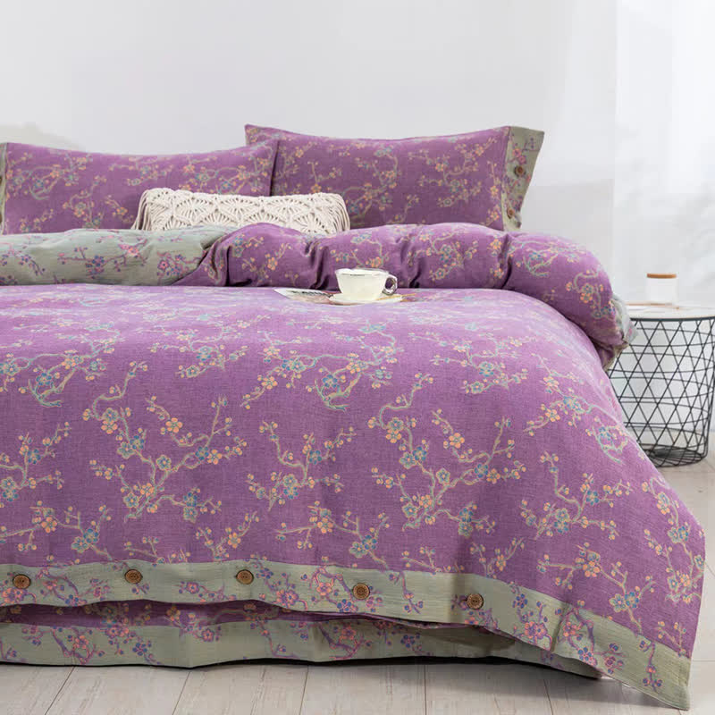 Wintersweet Baumwollgaze-Jacquard-Bettwäscheset (4-teilig)