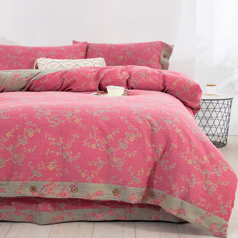 Wintersweet Baumwollgaze-Jacquard-Bettwäscheset (4-teilig)