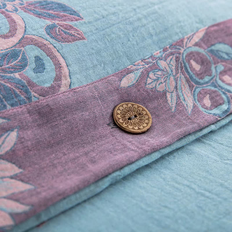 Sonnenblumen-Bettwäscheset aus Baumwollgaze-Jacquard (4-teilig)
