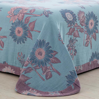 Sonnenblumen-Bettwäscheset aus Baumwollgaze-Jacquard (4-teilig)