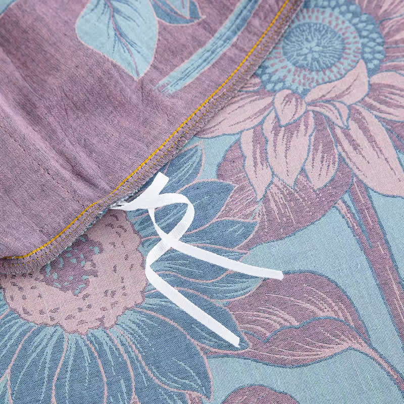 Sonnenblumen-Bettwäscheset aus Baumwollgaze-Jacquard (4-teilig)