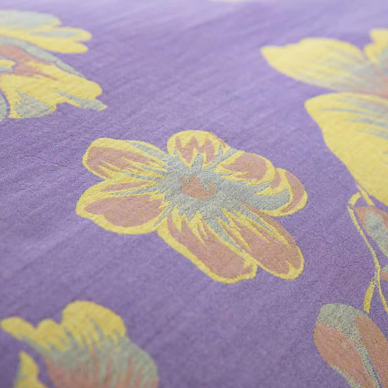 Bettwäscheset aus Baumwollgaze-Jacquard mit Pfingstrosenmotiv (4-teilig)