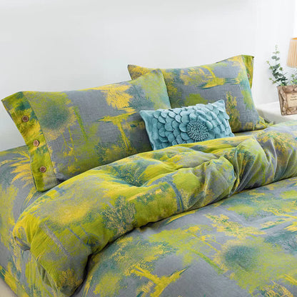 Bettwäscheset aus Baumwollgaze-Jacquard mit Baummuster (4-teilig)