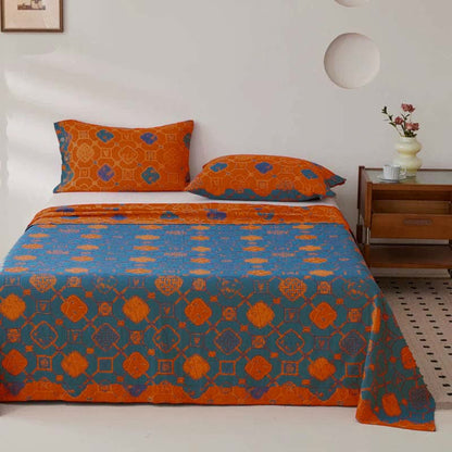 Wende-Bettdecke aus garngefärbtem Jacquard-Baumwollgaze im Retro-Stil