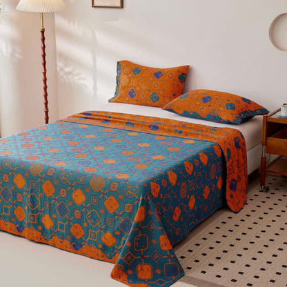 Wende-Bettdecke aus garngefärbtem Jacquard-Baumwollgaze im Retro-Stil