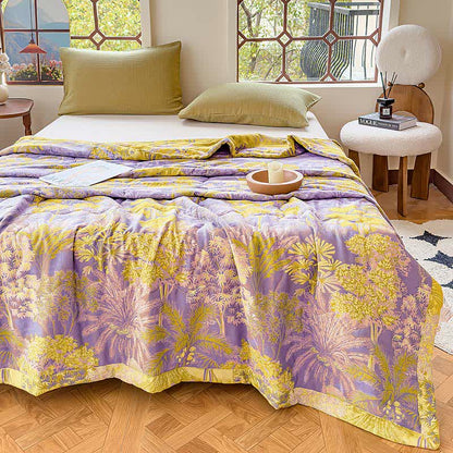 Vintage Tropical Doppellagige Sommerdecke aus reiner Baumwolle