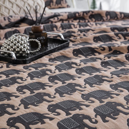 Tagesdecke aus Baumwollmusselin mit thailändischem Elefantenmuster