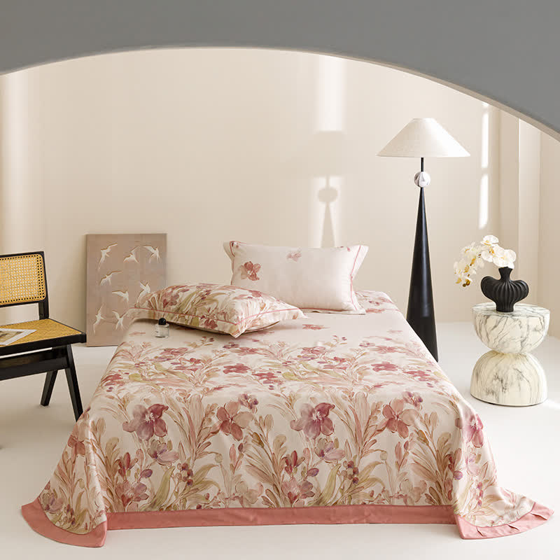 Kühle Tagesdecke aus Naturfaser mit Orchideen-Print