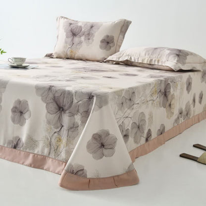 Kühle Tagesdecke aus Naturfaser mit Stiefmütterchen-Print