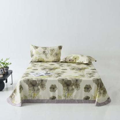 Kühle Tagesdecke aus Naturfaser mit Stiefmütterchen-Print