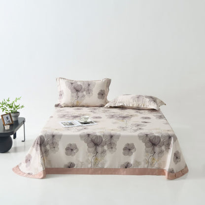 Kühle Tagesdecke aus Naturfaser mit Stiefmütterchen-Print