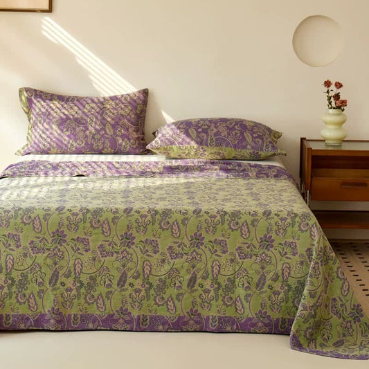 Tagesdecke aus Baumwollgaze-Jacquard mit abstraktem Blumenmuster