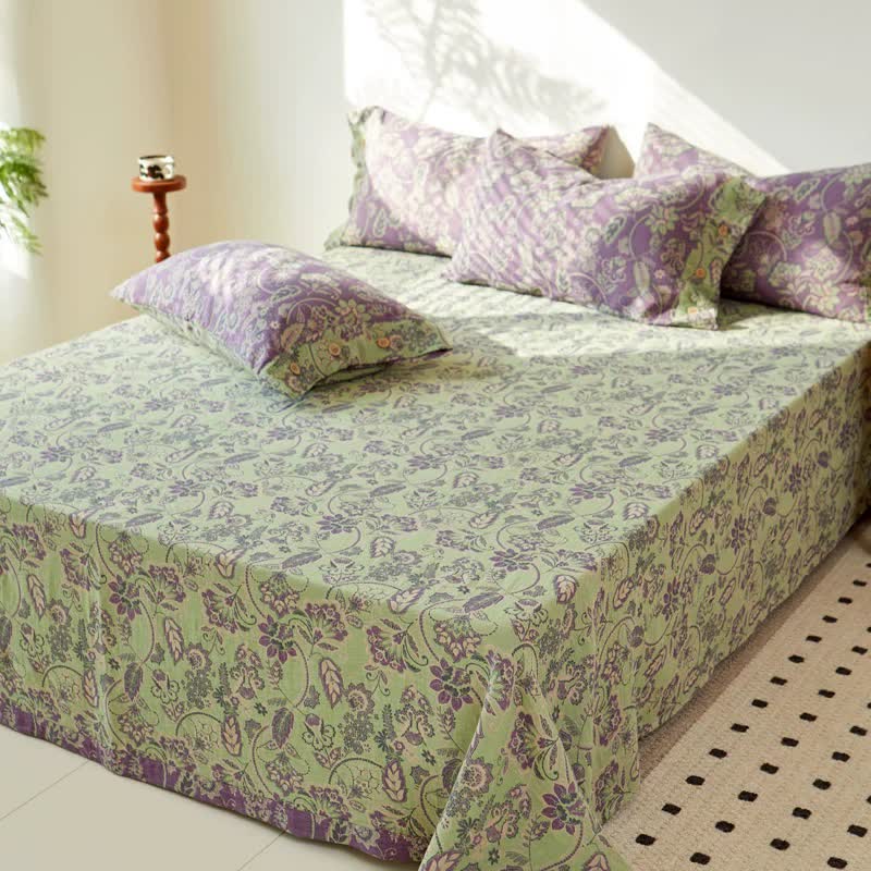 Tagesdecke aus Baumwollgaze-Jacquard mit abstraktem Blumenmuster