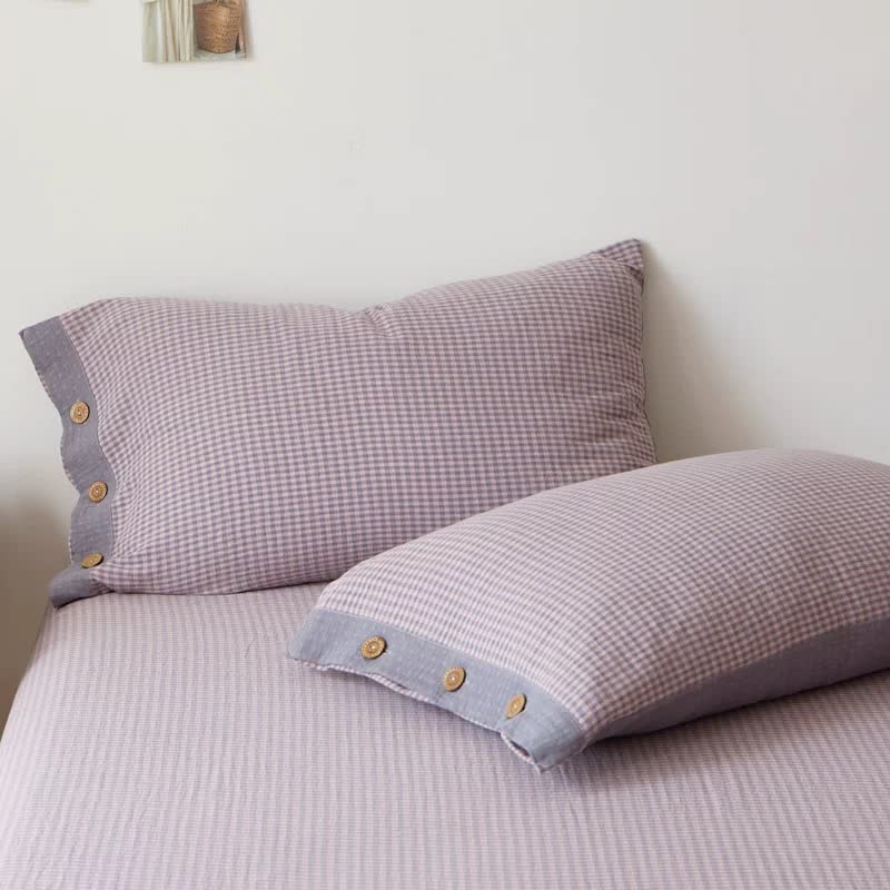 Tagesdecke aus kariertem Doppelgaze-Jacquard aus Baumwolle