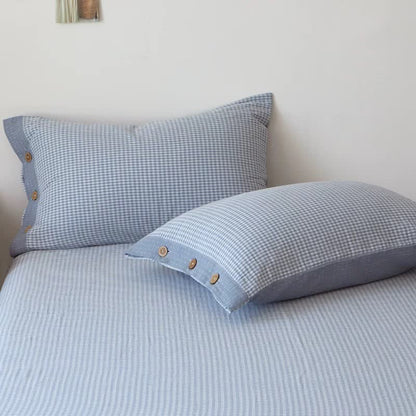 Tagesdecke aus kariertem Doppelgaze-Jacquard aus Baumwolle