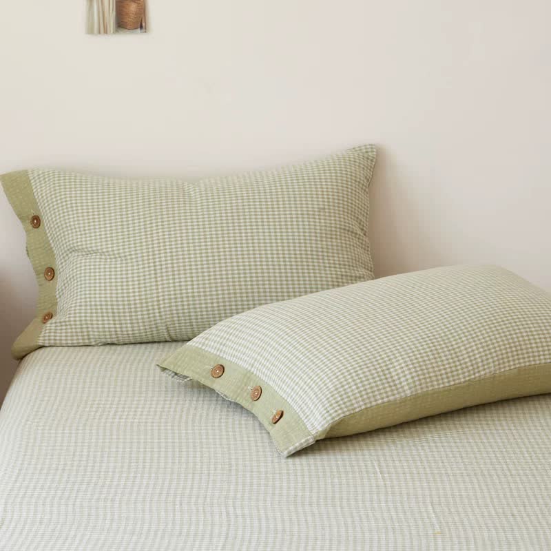 Tagesdecke aus kariertem Doppelgaze-Jacquard aus Baumwolle