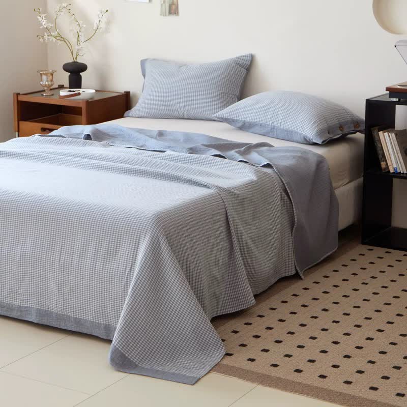 Tagesdecke aus kariertem Doppelgaze-Jacquard aus Baumwolle