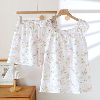 Loungewear-Set mit Kirschblüten-Print und Flatterärmeln