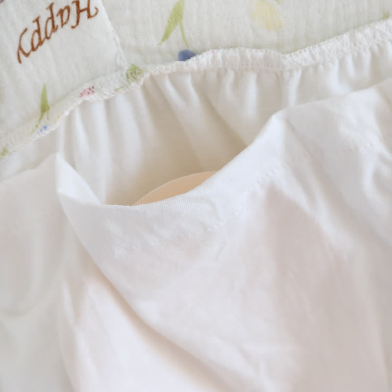 Loungewear-Set mit geblümtem Kaninchen-Print und Flatterärmeln