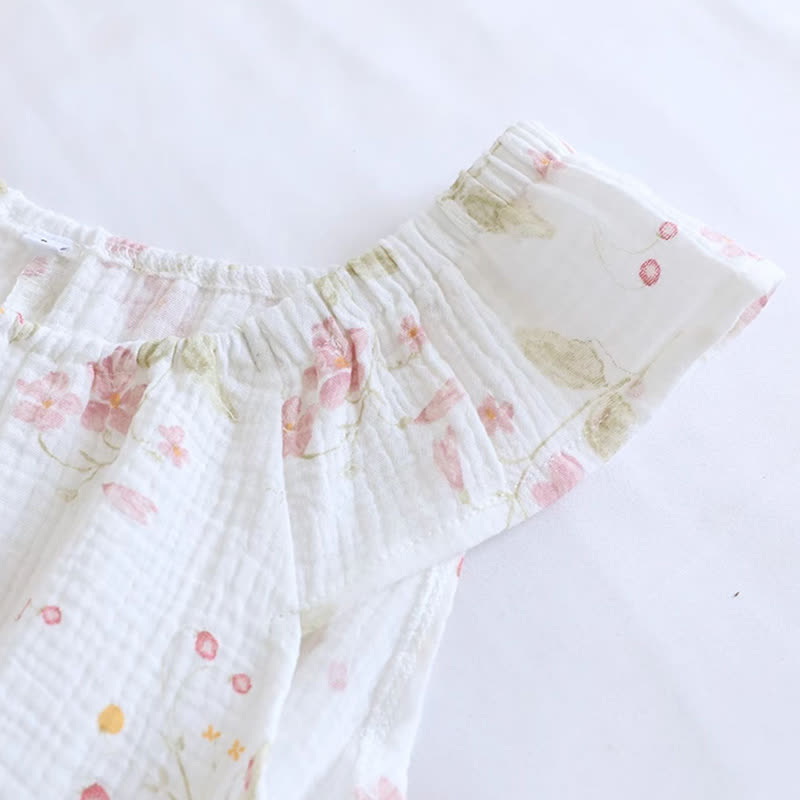 Loungewear-Set mit Kirschblüten-Print und Flatterärmeln