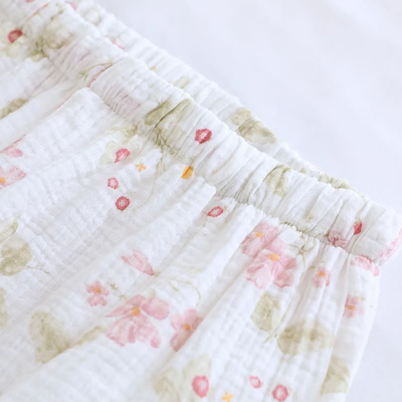 Loungewear-Set mit Kirschblüten-Print und Flatterärmeln
