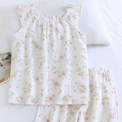 Loungewear-Set mit Kirschblüten-Print und Flatterärmeln