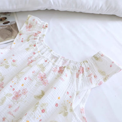 Loungewear-Set mit Kirschblüten-Print und Flatterärmeln