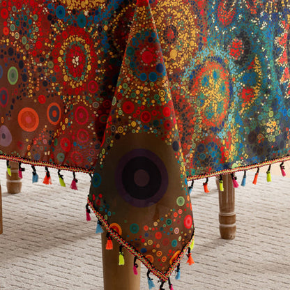Wasserdichte, helle Mandala-Rechteck-Tischdecke