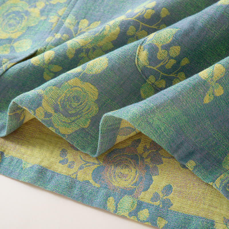 Nachtwäscheset aus Baumwollgaze mit Jacquardmuster und Rosenmuster