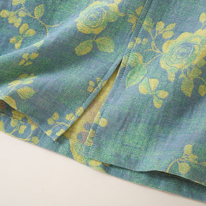Nachtwäscheset aus Baumwollgaze mit Jacquardmuster und Rosenmuster