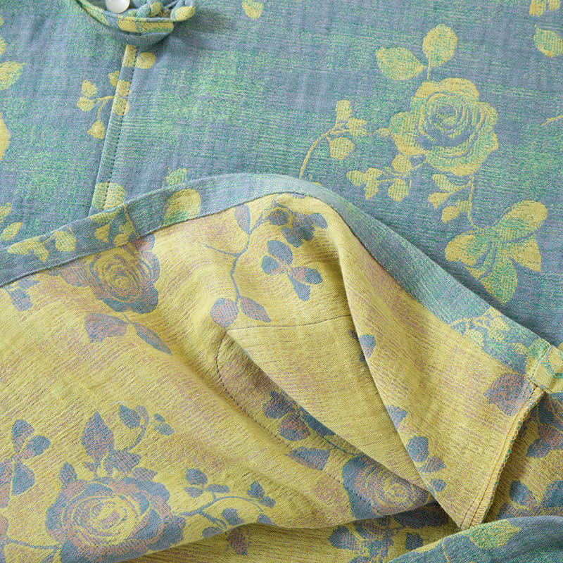 Nachtwäscheset aus Baumwollgaze mit Jacquardmuster und Rosenmuster