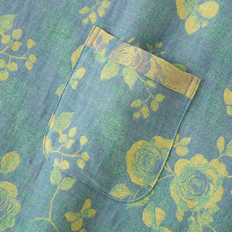 Nachtwäscheset aus Baumwollgaze mit Jacquardmuster und Rosenmuster