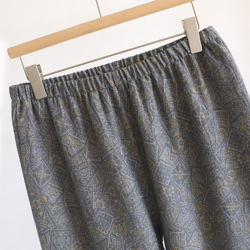 Unisex Japanisches Kimono-Pyjama-Set mit geometrischem Muster