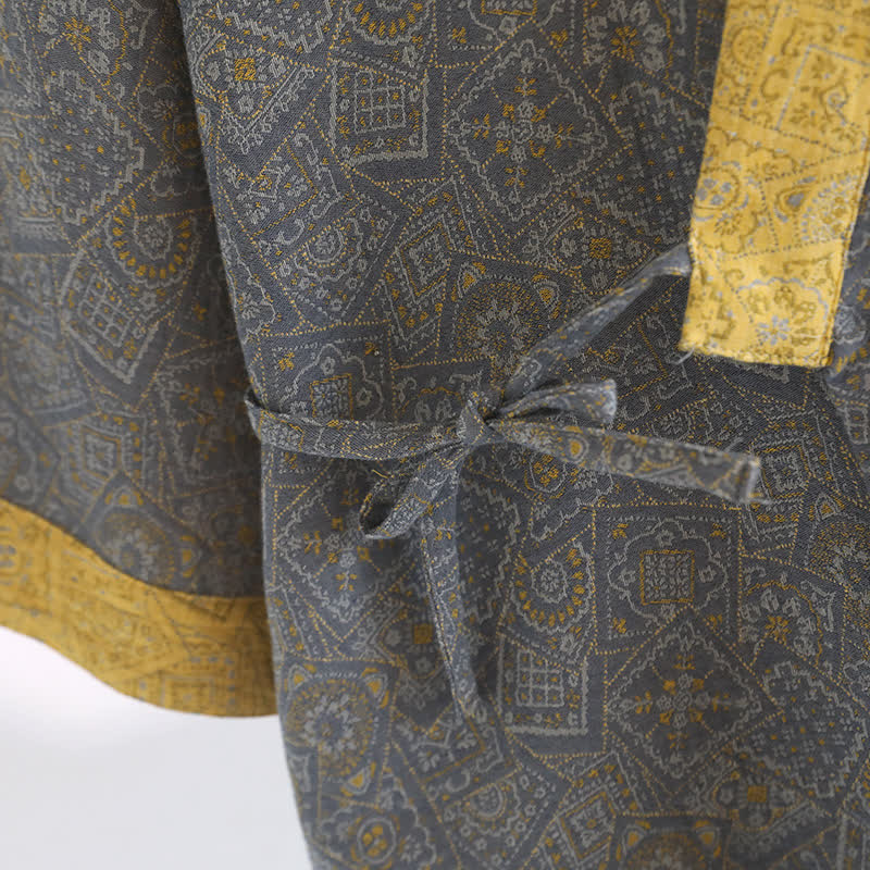 Unisex Japanisches Kimono-Pyjama-Set mit geometrischem Muster