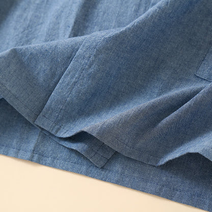 Einfarbiger Kimono-Pyjama mit geometrischem Kragen