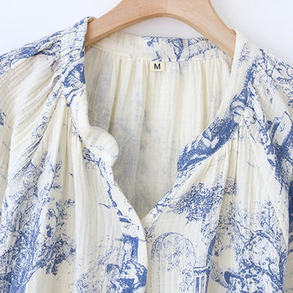 Nachthemd aus Baumwollgaze mit Toile-Print