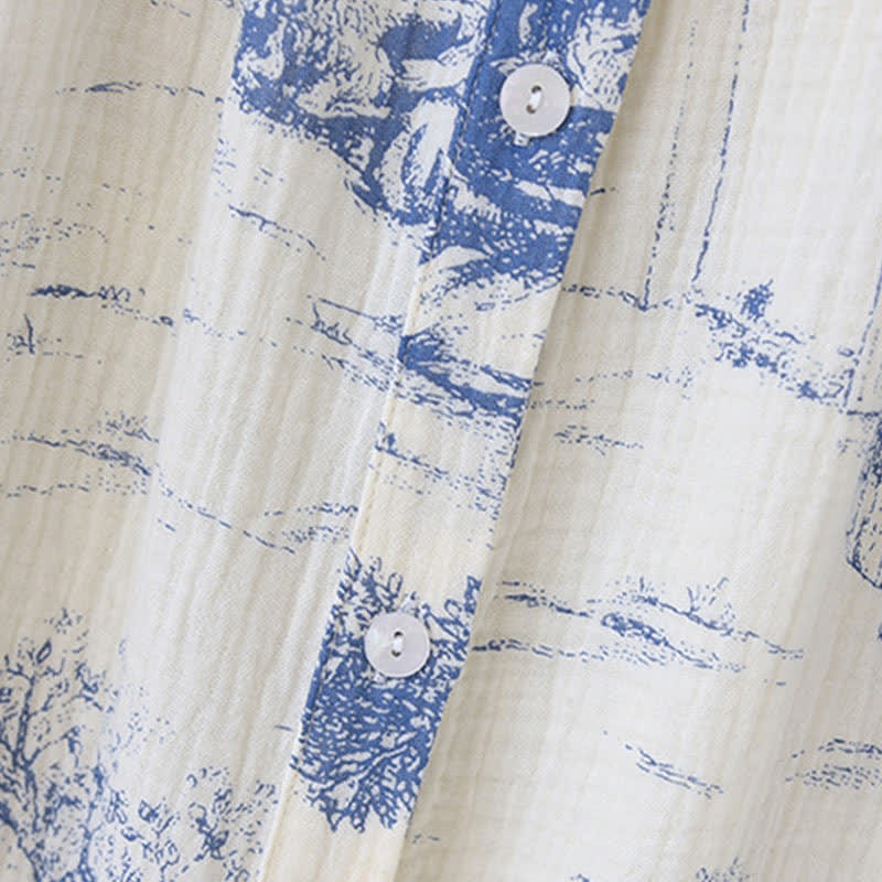 Nachthemd aus Baumwollgaze mit Toile-Print